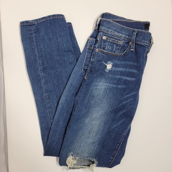 Express Womens Mid Rise Cropped Skinny Stretch Jeans in a Size 2R - Picture 9 of 13